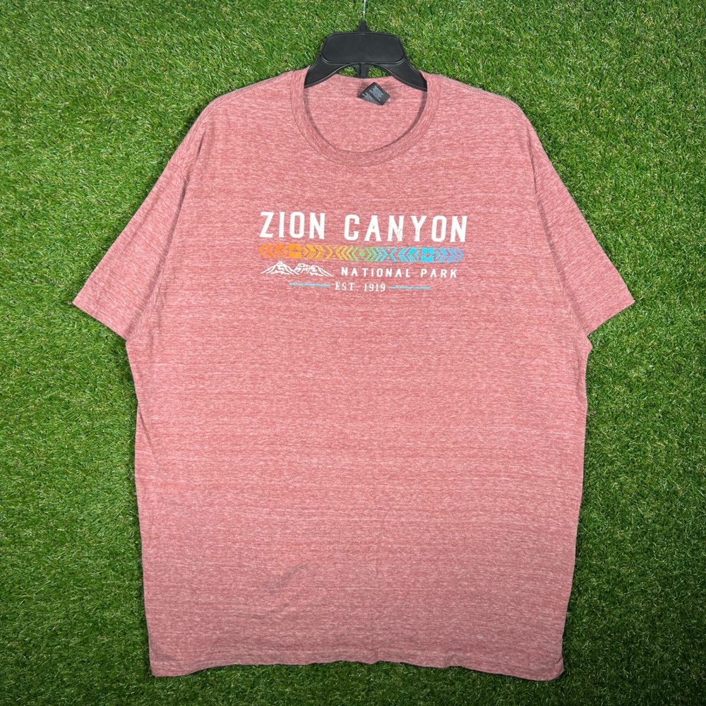 Prairie Mountain Zion Canyon National Park Graphic Tee XXL Heather Red
